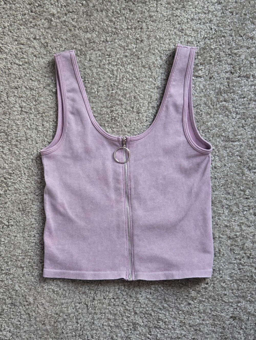Pastel Purple O Ring Zipper Crop Top